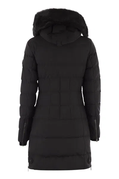 Moose Knuckles Watershed 3 Water Resistant 800 Fill Power Down Puffer Coat With Genuine Shearling Tr In Black