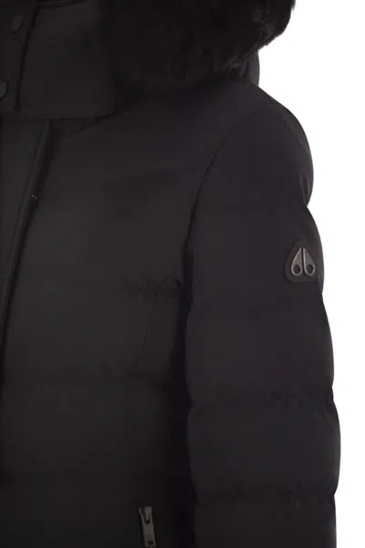 Moose Knuckles Watershed 3 Water Resistant 800 Fill Power Down Puffer Coat With Genuine Shearling Tr In Black