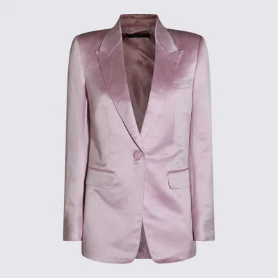 Tom Ford Satin Blazer With Notched Lapels And Pockets In Pink