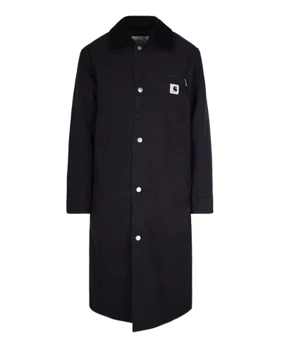 Carhartt Mid-weight Cotton Canvas Coat With Diamond Quilted Lining In Black