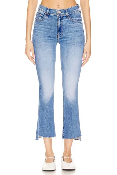 Mother Insider Crop Step Fray Flare Jeans In Out Of The Blue In Multi