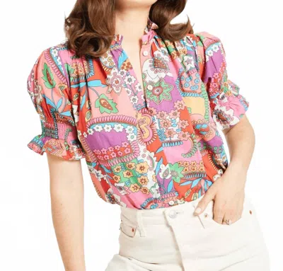 Mille Marnie Button Front Top In Shangri-la In Multi