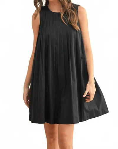 Miou Muse Pleated Sleeveless Mini Dress In Black In Black