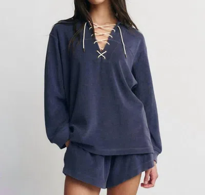 The Great Microterry Swing Short In Vintage Blue In Blue