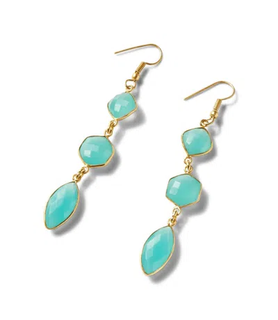 Ronda Smith Triple Gemstone Earrings In Aqua In Green