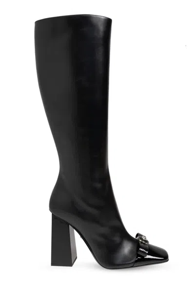 Versace Gianni Ribbon Heeled Boots In Black