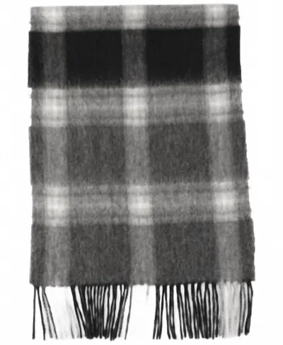 Club Room Men's Scarf Plaid Cashmere In Grey Black In Black