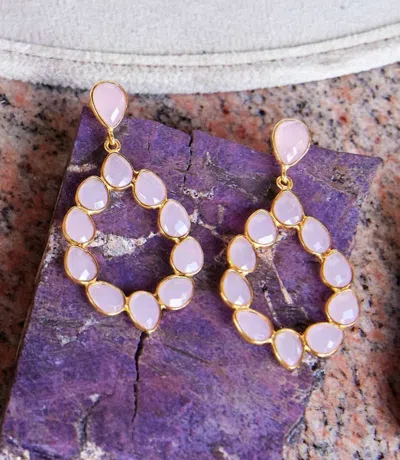 Felix Z Multi Gemstone Drop Earrings In Rose Quartz In Pink