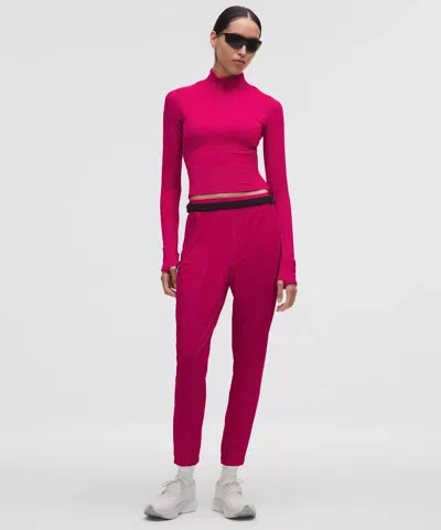 Lululemon It's Rulu Ribbed Cropped Half Zip In Pink