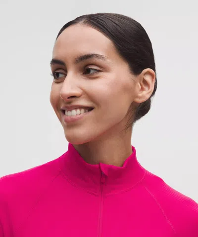 Lululemon It's Rulu Ribbed Cropped Half Zip In Pink