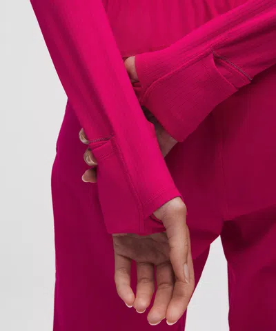 Lululemon It's Rulu Ribbed Cropped Half Zip In Pink