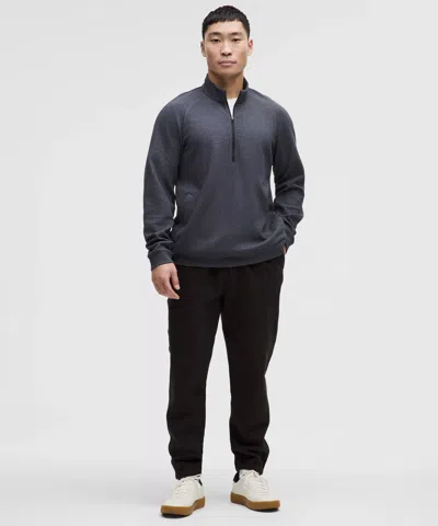 Lululemon Textured Double-knit Cotton Half Zip In Gray