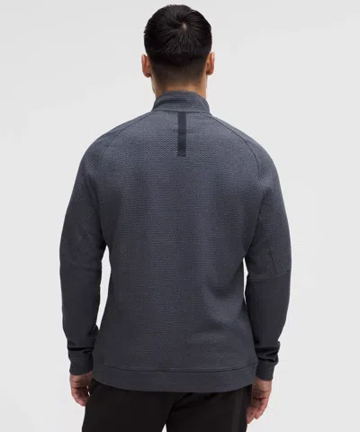 Lululemon Textured Double-knit Cotton Half Zip In Gray