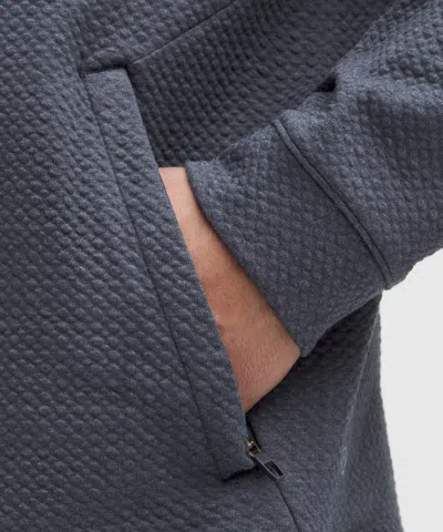 Lululemon Textured Double-knit Cotton Half Zip In Gray