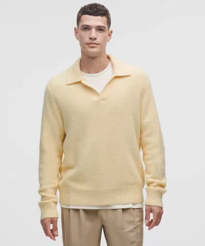 Lululemon Wool-blend Ribbed Polo Shirt In Neutral