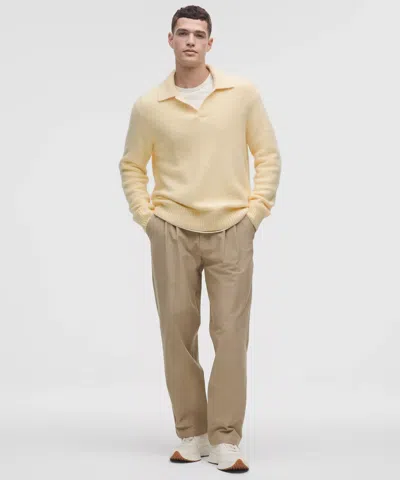 Lululemon Wool-blend Ribbed Polo Shirt In Neutral