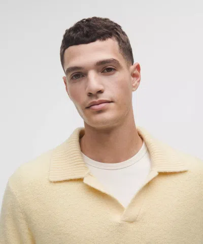 Lululemon Wool-blend Ribbed Polo Shirt In Neutral