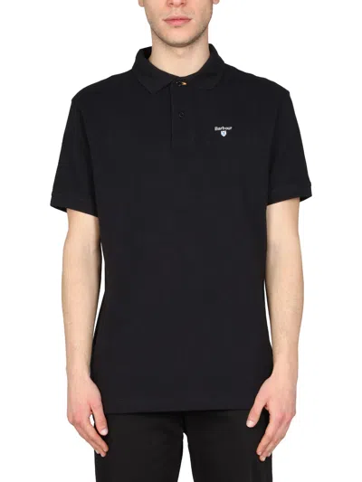 Barbour Checkered Polo With Collar And Short Sleeves In Black
