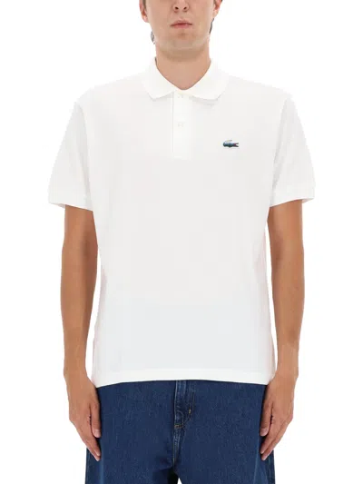 Lacoste Short Sleeve Pima Jersey Interlock Regular Fit Polo Shirt In White