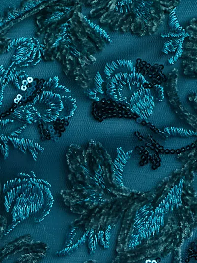 Tadashi Shoji Beaded Floral One-shoulder Gown In Green