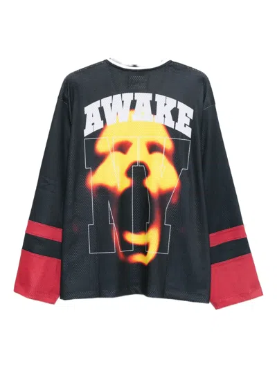 Awake Ny Face-print Long-sleeve T-shirt In Black