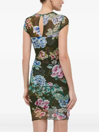 Guess Usa Floral Mini Dress In Green