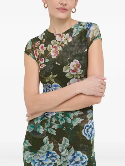 Guess Usa Floral Mini Dress In Green