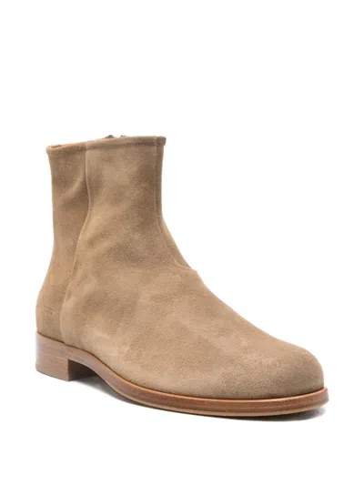 Common Projects Zippered Suede Boot In Brown