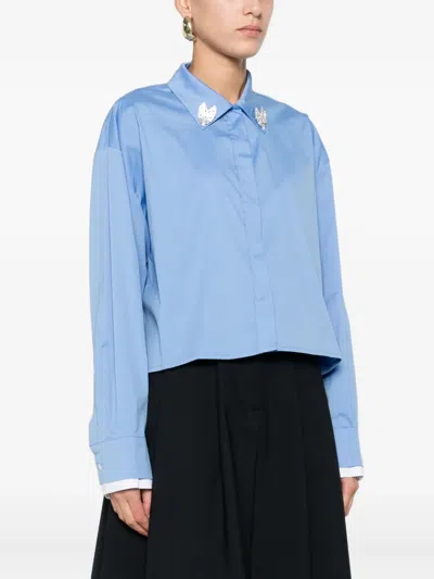 Maje Brooch-detail Blouse In Blue