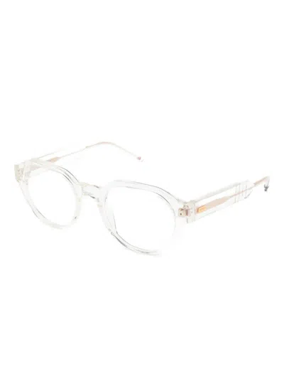 Thom Browne Round-frame Glasses In White