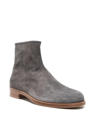 Common Projects Zipper Suede Boot In Gray