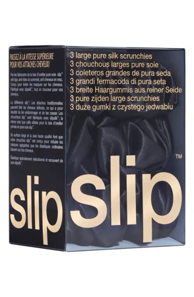 Slip 3-pack Large Silk Scrunchie Set In Black
