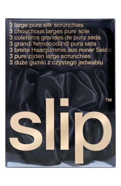 Slip 3-pack Large Silk Scrunchie Set In Black