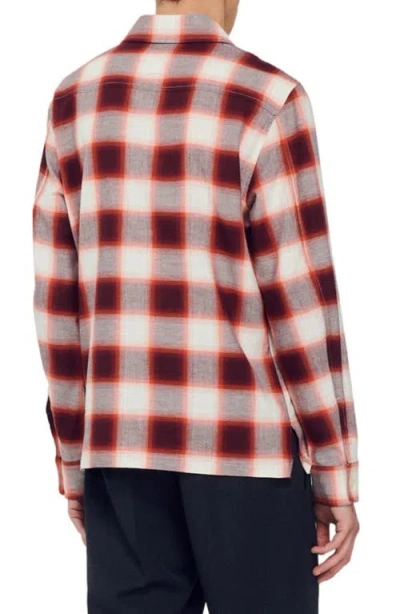 Sandro Check-pattern Button-up Shirt In Burgundy
