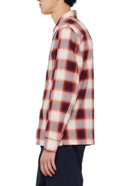 Sandro Check-pattern Button-up Shirt In Burgundy
