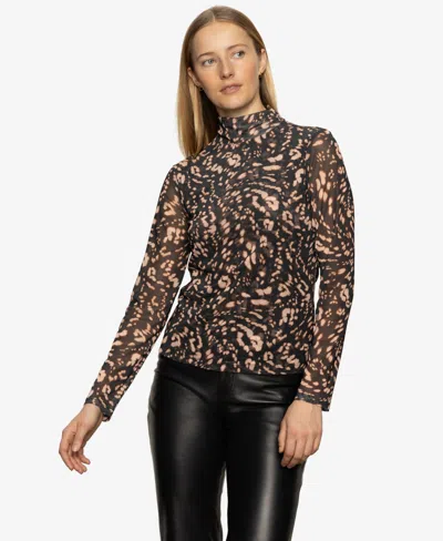 Sanctuary Abstract Print Mesh Top In Multi