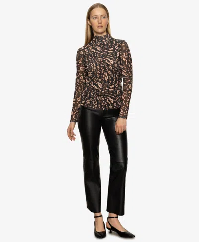 Sanctuary Abstract Print Mesh Top In Multi