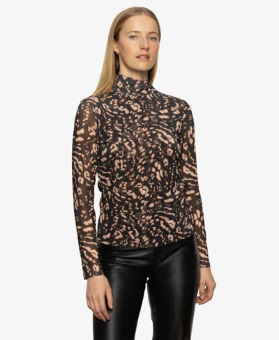 Sanctuary Abstract Print Mesh Top In Multi
