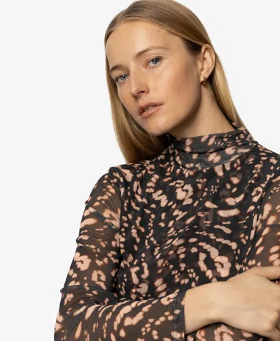 Sanctuary Abstract Print Mesh Top In Multi