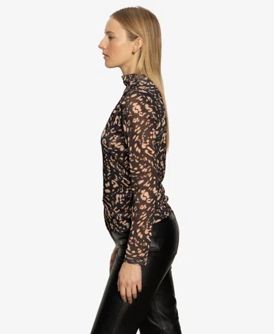 Sanctuary Abstract Print Mesh Top In Multi