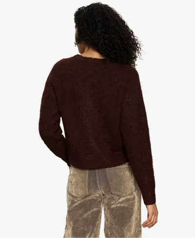 Sanctuary Boucle Crew Neck Cardigan In Dark Crimson In Burgundy