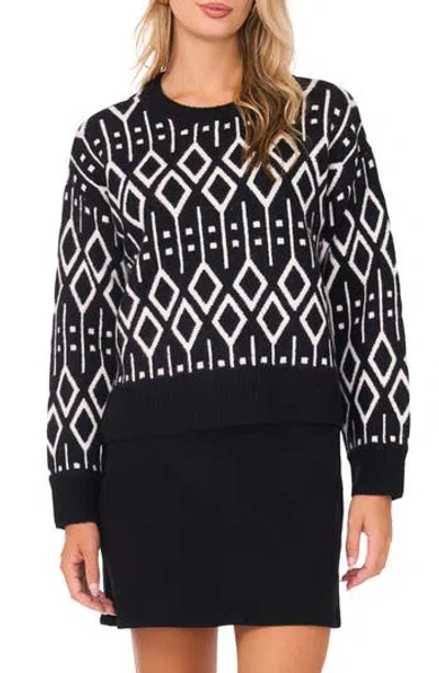 Vince Camuto Jacquard Sweater In Black