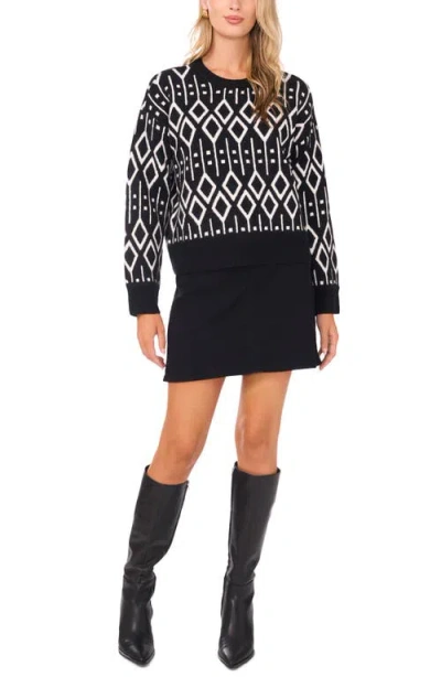 Vince Camuto Jacquard Sweater In Black