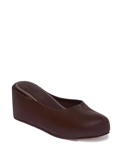 Bernardo 1946 76mm Vivi Wedge Leather Mules In Brown