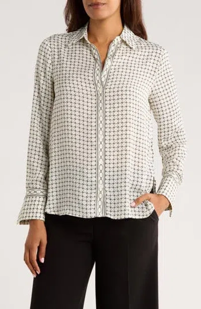Max Studio Print Button Front Blouse In Multi