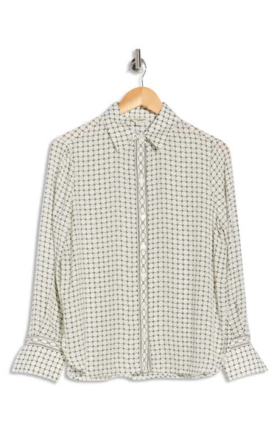 Max Studio Print Button Front Blouse In Multi