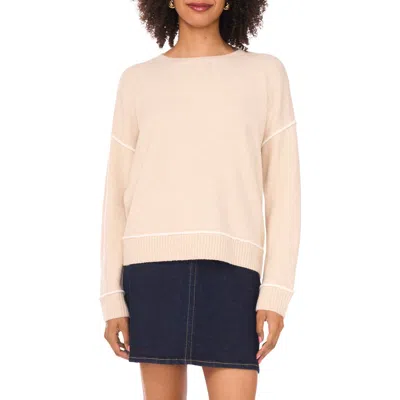 Vince Camuto Contrast Trim Crewneck Sweater In Pink