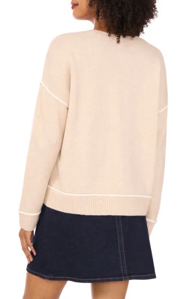 Vince Camuto Contrast Trim Crewneck Sweater In Pink