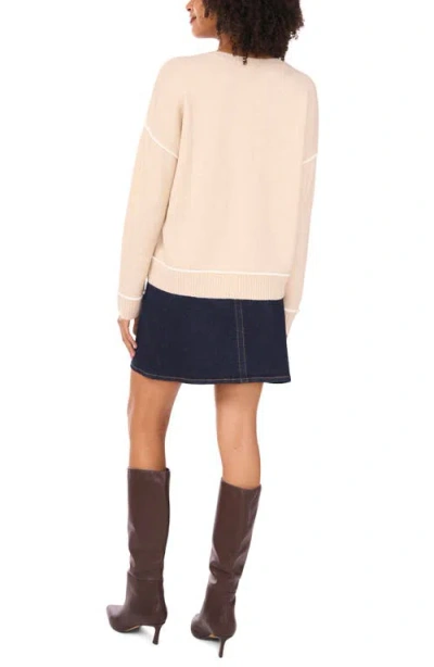 Vince Camuto Contrast Trim Crewneck Sweater In Pink