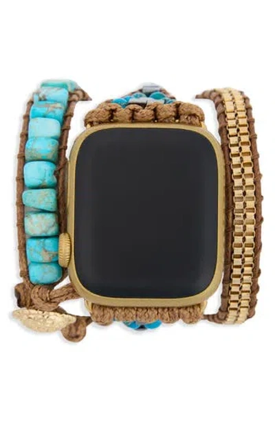 Saachi Bohemian Turquoise Stone Apple Watch® Watchband In Gold